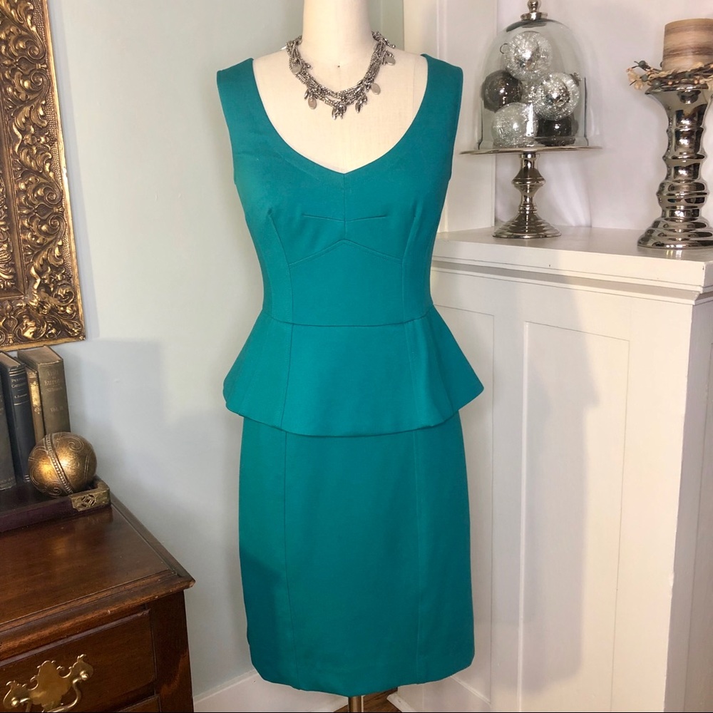 Nanette Lepore Green Peplum Sheath Dress